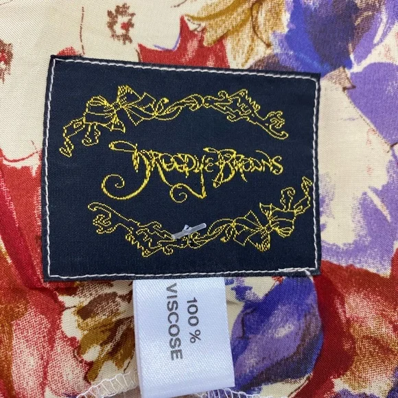 DROOPY & BROWNS Vintage 80s rare floral tie side blouse top one size 12-16 - Picture 3 of 6